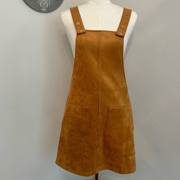Forever 21 Dresses & Skirts - FOREVER 21 Faux Suede Jumper/Overall Mini Dress Versatile Fall Size Small
